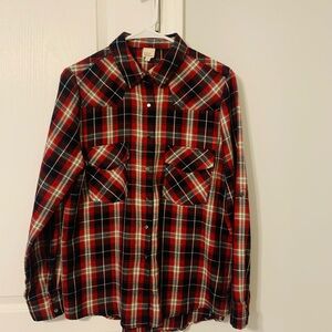 Red and Black Plaid Button-Up Shirt